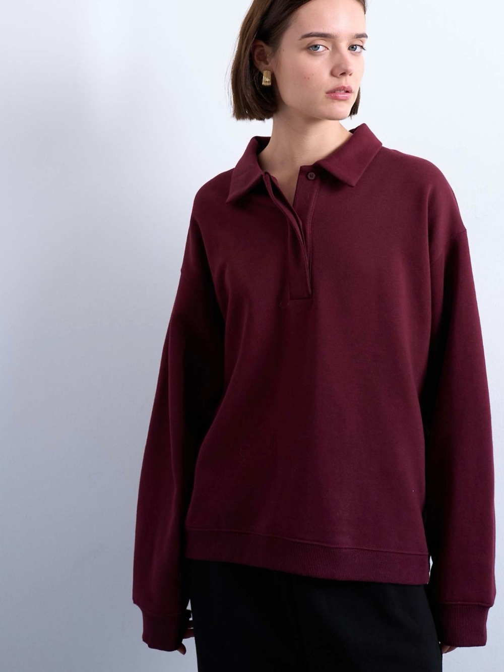 Topshop Oversized Maroon Polo Sweatshirt XS/S